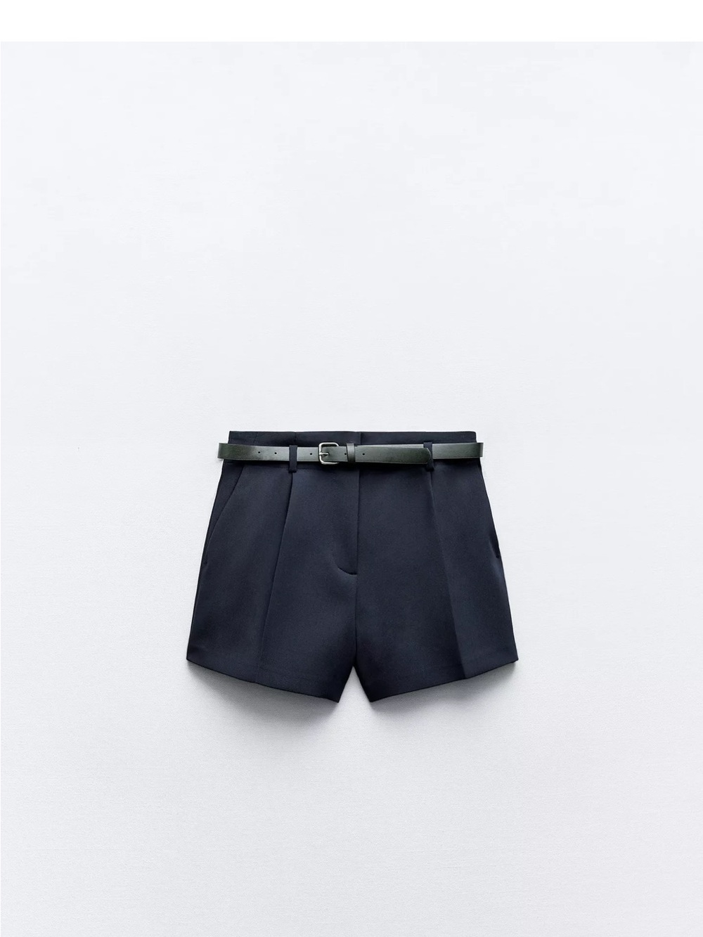 Zara Black High-Waist Tailored Shorts with Slim Belt